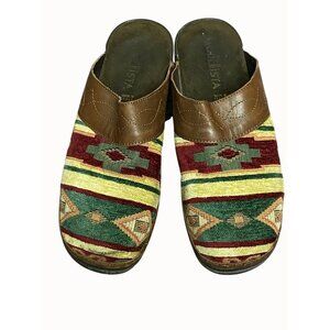 Modelista Womens Italian Made Ethnic Southwest Pattern Clogs Shoes Sz 9